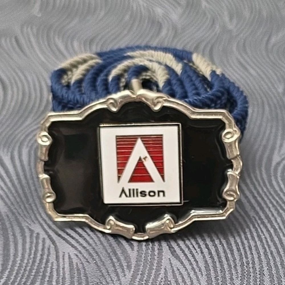 Vintage Detroit Diesel Allison Transmission Belt Buckle W/Macrame Strap 1970s